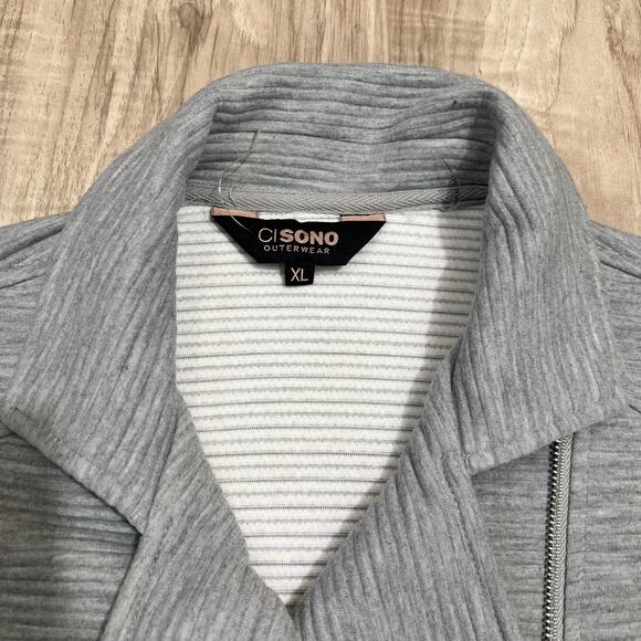 CiSono Classy Women’s Heather Gray Asymmetrical Zip Up Outwear Jacket XL - Picture 10 of 12